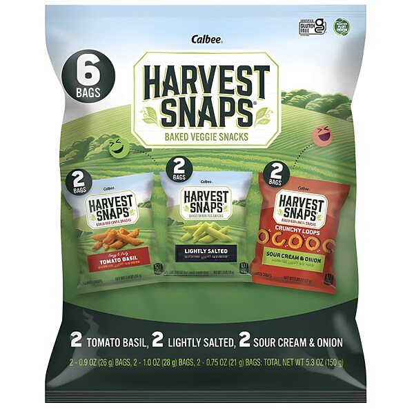 Harvest Snaps Baked Veggie Snacks Gluten Free Variety Pack Tomato Basil / Lightly Salted / Sour Cream & Onion (01000) 55497349 cover image
