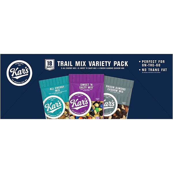 Kar's Trail Mix Variety Pack All Energy Mix / Sweet 'N Salty Mix / Raisin Almond Cashew Mix (288-00004) 52596467 cover image